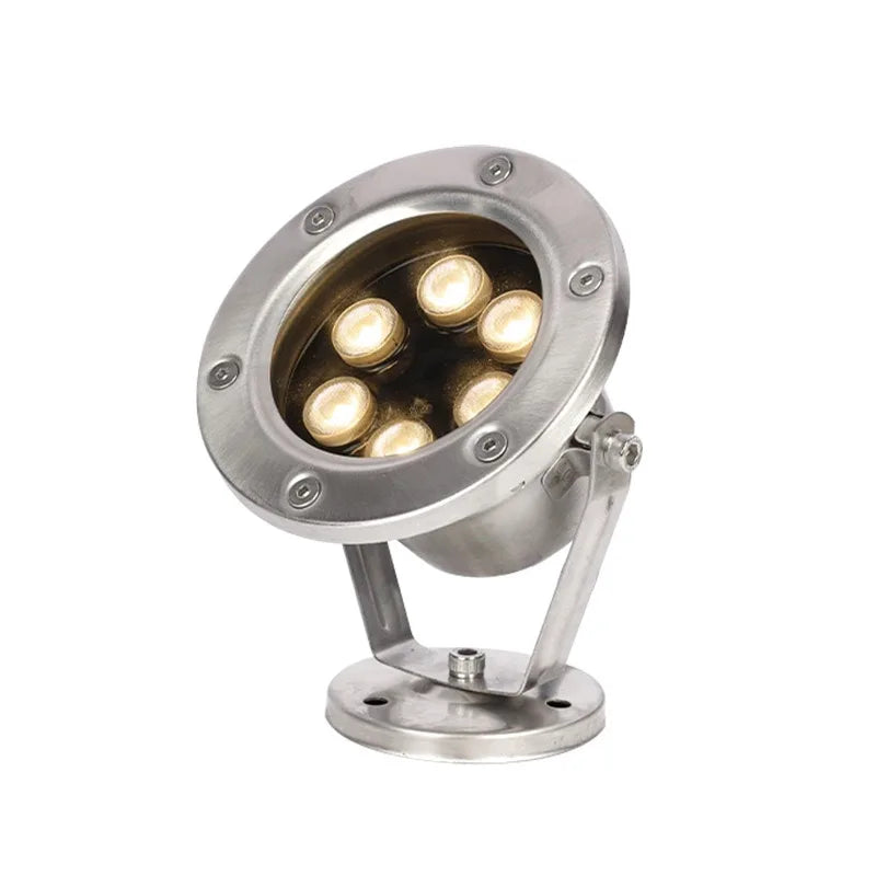 IP68 DC/AC 12V 6W Warm White 3000K Stainless Steel LED Underwater Light for Fountain