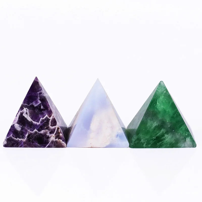 Wholesale Customizable Crystal Amethyst Energy Pyramid Natural Healing Stones Quartz Point Carving Reiki Meditation Home