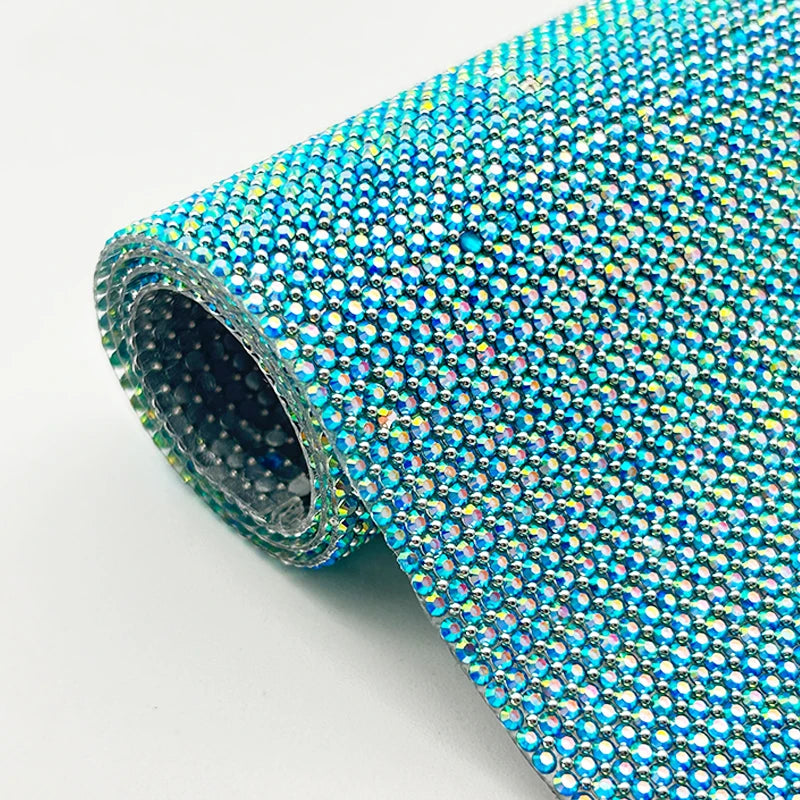 Self-Adhesive Rhinestone Sheet Crystal Mesh Fabric Iron Patches Beads Resin Diamond Sheet Garments Shoes Bags Flatback Style