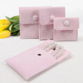 2026 Custom Printed Logo Small Jewelry Packaging Black pink Small Velvet Flat Bag Microfiber Suede Jewelry Pouch with logo