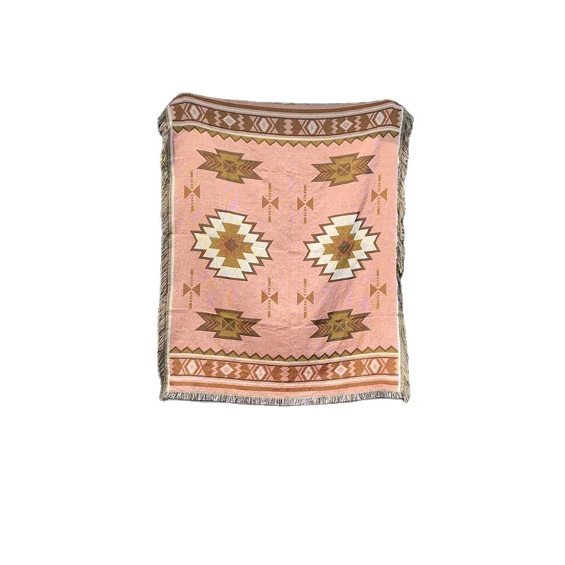 100% Recycled Cotton Customized  Throw Rugs Bohemian  Woven Throw Blanket for Wholesale