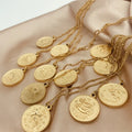 Latest Design Stainless Steel Gold Plated Horoscope Coin Jewelry 12 Zodiac Coin Necklace for Men Women