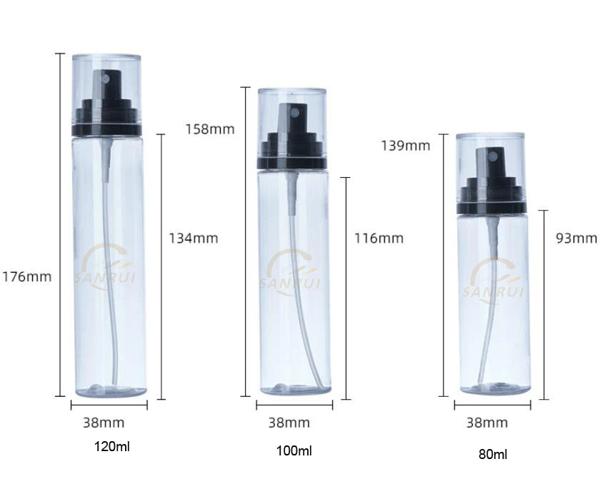 Empty Transparent 1 oz 50ml 80ml 100ml 120ml Plastic Spray Bottles