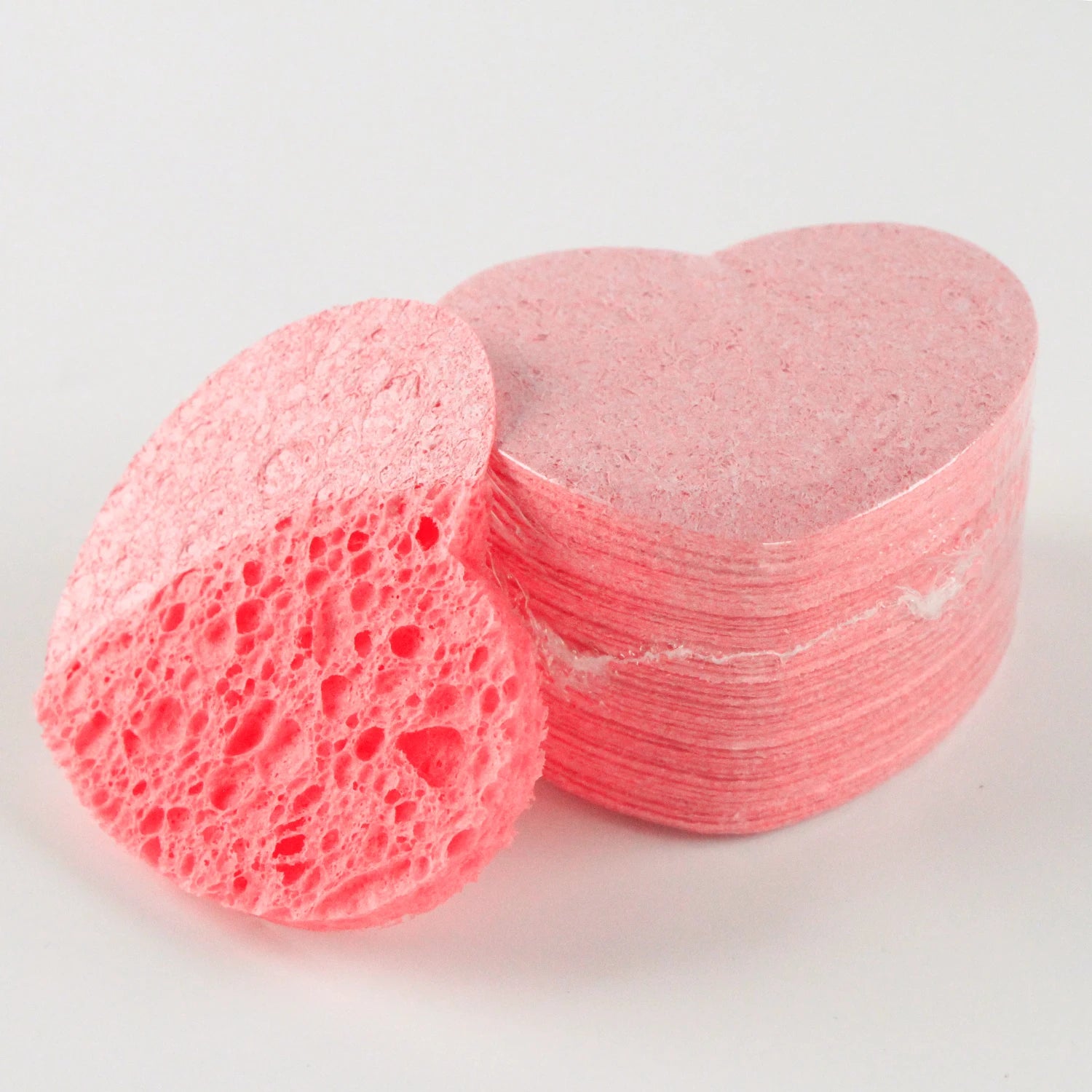 Reusable Beauty Pastel Esponjas Esponja De Makeup Limpieza Pink Heart Face Facial Cellulose Sponge Washing
