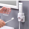Toothbrush Holders for Bathrooms with Toothpaste Dispenser 2 Toothbrush Holder Wall Mounted Toothpaste-Squeezer Set