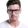 Sunbest 8030 Men's Optical Frames Eyeglasses TR90 Square Blue Light Blocking Computer Prescription Glasses Classic Rivet Solid