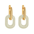Fashion Frosted Ancient Gold Plated Square Huggie Earrings Women Luxury High Grade Clear Rectangle Nephrite Jade Drop Earrings