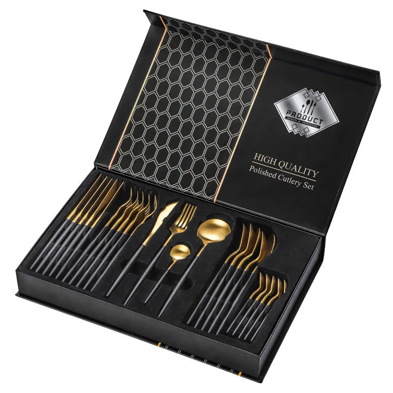 Calidad De Lujo De Metal De Acero Inoxidable De Viaje Reutilizables Restaurantes Cubiertos Tenedor Cuchillos Juego De Cubiertos
