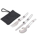 Outdoor Camping Picnic Tableware Stainless Steel Portable Folding Spoon Fork Camping Cooking Picnic Set