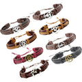 Yoga Meditation Om Lotus Charm Yogi Genuine Leather Bracelet