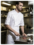 CHECKEDOUT Hot Sale Cool Vent Fashion Style Medium Sleeve Reststaurant Hotel Kitchen Cook Chef Uniform Jacket Coat Clothes