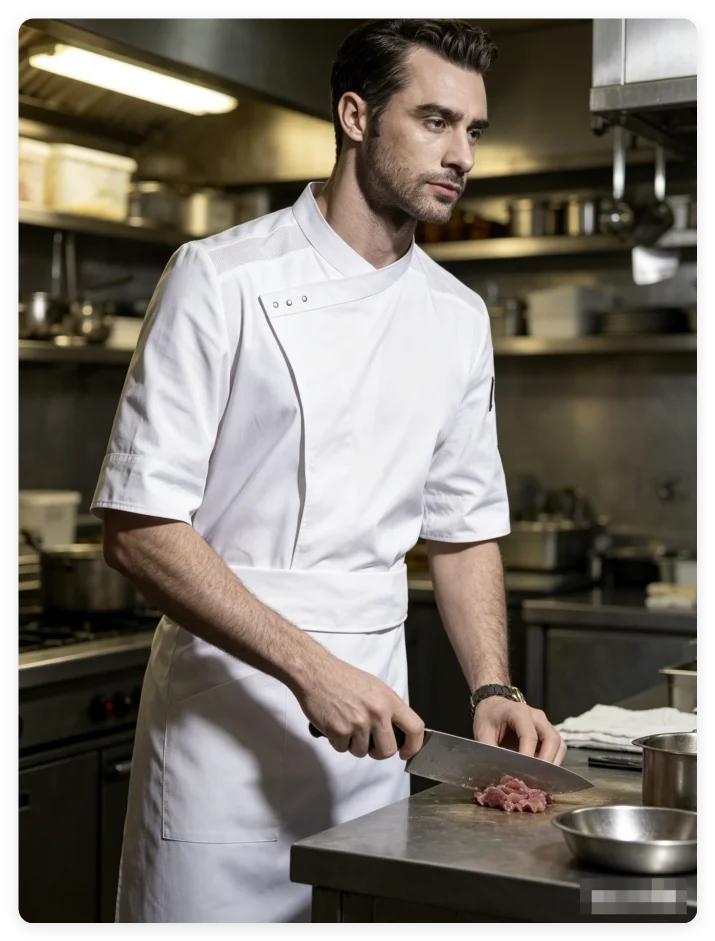 CHECKEDOUT Hot Sale Cool Vent Fashion Style Medium Sleeve Reststaurant Hotel Kitchen Cook Chef Uniform Jacket Coat Clothes
