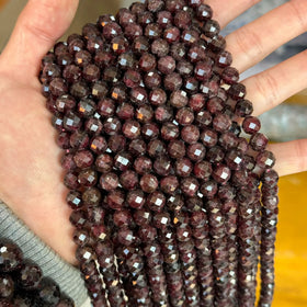 8 10 12mm Natural Gemstone Faceted Garnet Loose Beaded 128 Football Faceted Garnet Stone Beaded for Jewelry Making