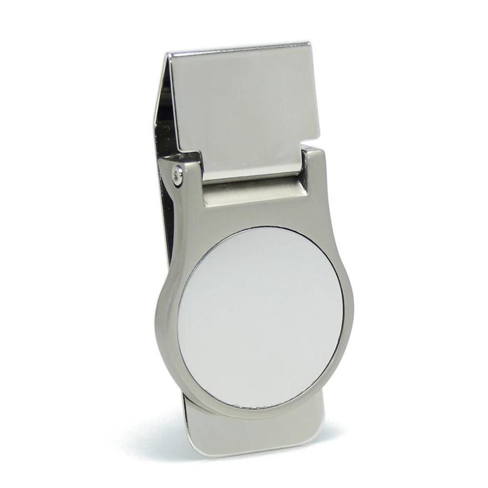 Minimalist Round Stainless Steel Bank Card Dollar Cash Money Clip Wallet Ticket Clamp Pocket Alloy Blank Metal Money Holder Clip