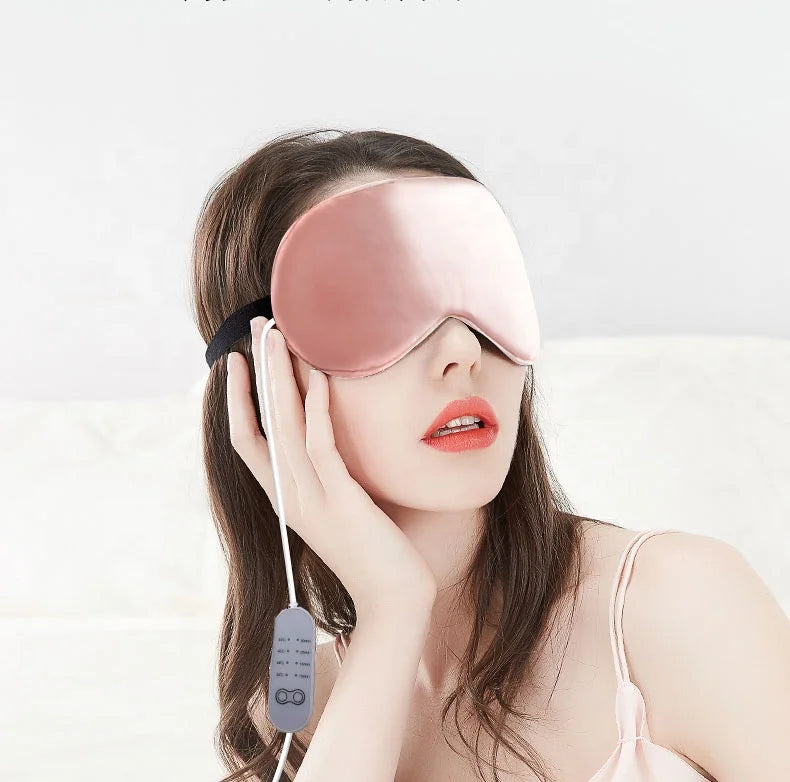 Comfortable Reusable USB Electric Heating Steam Blindfold Soft Sleeping Satin Silk Eye Mask