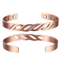 BioMagnetic Jewelry 8.0m Pure Copper Healing Zircon Adjustable Crystal Cuff Bangle Bracelets