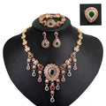 Four-piece Trendy Wedding Jewelry Sets Dubai Bridal Rhinestone Gemstone Necklace Jewelry Set Female