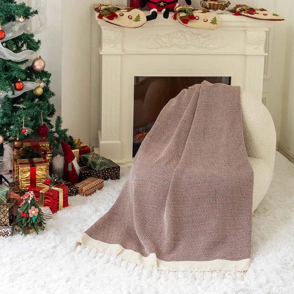Wholesale Luxury Turkish Jacquard Bed Blanket 125*180cm Large Size All-Season Plain Cosy Decorative SHENGPENG PAI-5