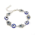 Wholesale Miao Handmade Blue Eye Copper Silver Plated Hand Natural Stone Bracelet for Women Girls Men