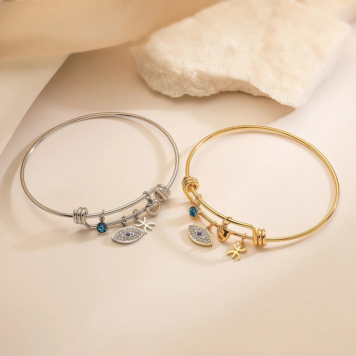 Niche High-end Zircon Evil Eye Pendant Bracelet Female Fashion Light Luxury Stainless Steel Bracelet