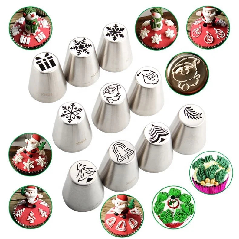 Russian Piping Icing Nozzles Tips Stainless Steel Cake Decorating Tips Set Christmas Cupcake Supplies Kit Pastry Tip Set