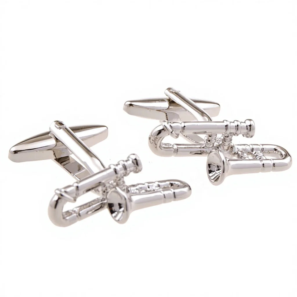 Wholesale Wind Instruments Trumpet Shape Novelty Cufflinks Custom Men Suit Shirt Fashion Accessory Wedding Tuxedo Trendy Jewelry