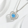 SSeeSY Gemstone Fashion Jewelry the Ocean Beating Blue Heart Diamond Necklace Pendant Valentine's Valentines Mother's Day Gift