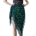 Belly Dance Performance Multicolored Sequins Tassel Triangle Hip Scarf Wrapped Waist Chain for Women