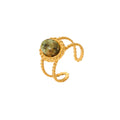 Ilona 2025 Stainless Steel 18K Gold Plated Fashionable Ring with Retro Natural Stone Opening Ring