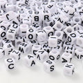 100pcs/Pack 6x6mm Plastic Acrylic English White Cube Letter Beads Alphabet Beads Text Beads