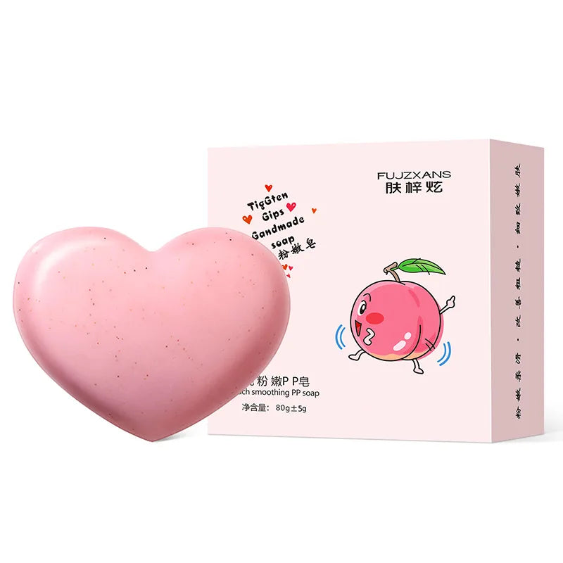 Organic Handmade Natural Dilute Melanin Exfoliating Peach Heart Shaped Soap for Women Hip Care Scrub Butt Exfoliating Yoni Soap