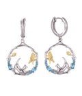 QX Custom OEM S925 Silver 18k Gold Plated Fine Fashion Jewelry Girls Luxury Blue Zircon Butterfly Cat Women Drop Hook Earrings