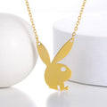 Cute Stainless Steel Animal Necklace  Lovely Cartoon Gold Color Bunny Rabbit Necklace for Women Kids