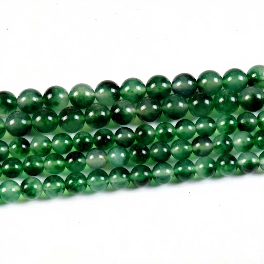 New Arrival Round Dyed Green-Black-White Ice Floating Flower Jade Loose Beads Strands for Jewelry Making 6mm 8mm 10mm 12mm