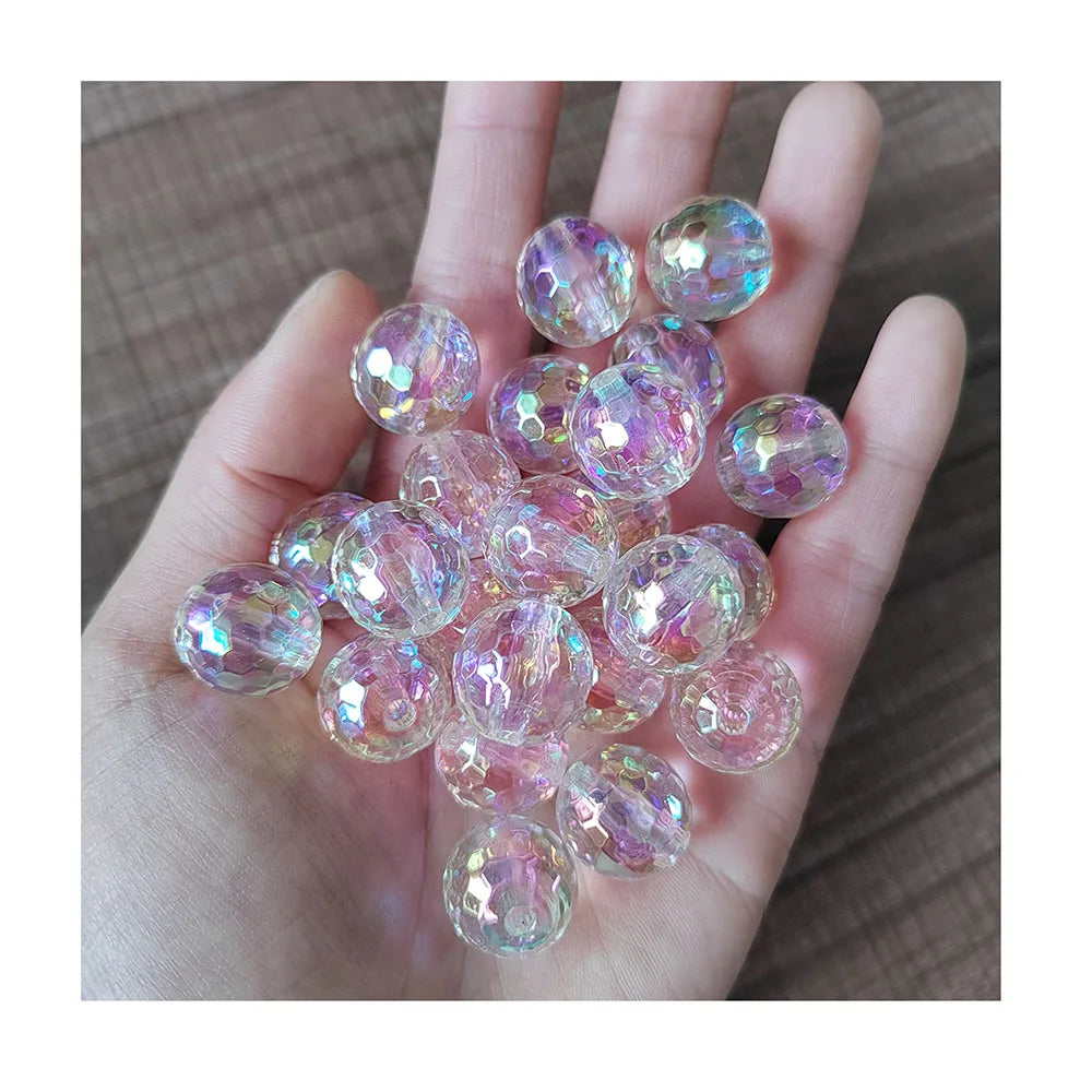 Transparent Color Football Beads AB Round Acrylic Beads Straight Hole Loose Beads  DIY Bracelet Jewelry Making