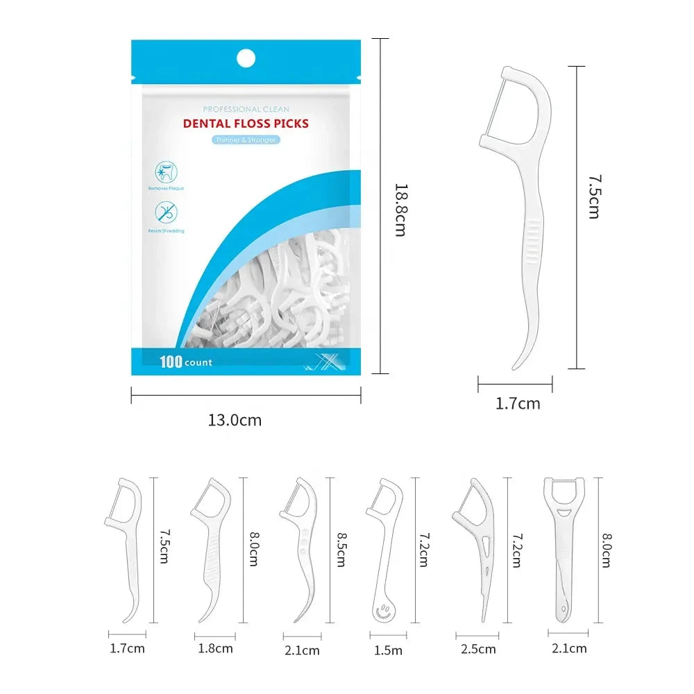 Bulk Mint Flavor Teeth Flosser 100 Picks Per Bag Floss Stick Thin Dental Floss Picks