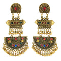 Factory Outlet Vintage Ethnic Style Antique Silver Alloy Inlaid Crystal Beads Tassel Indian Earrings Jewelry