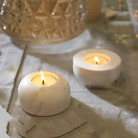 Nordic Cute Custom Marble Stone Salt Colored Wax Candle Holders Mable Decor White Small Candle Stick Tea Light Holder