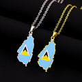 Manufacturer Stainless Steel Saint Lucia City Map Chain Necklace 18K Gold Plated Enamel National Flag Map Pendant Necklace