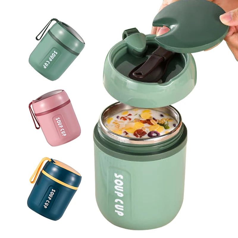 304 Stainless Steel Working Kids Bento Lunch Box Soup Cup Thermos for Hot Food Flask Container Warmer Vacuum With Spoon the Lid