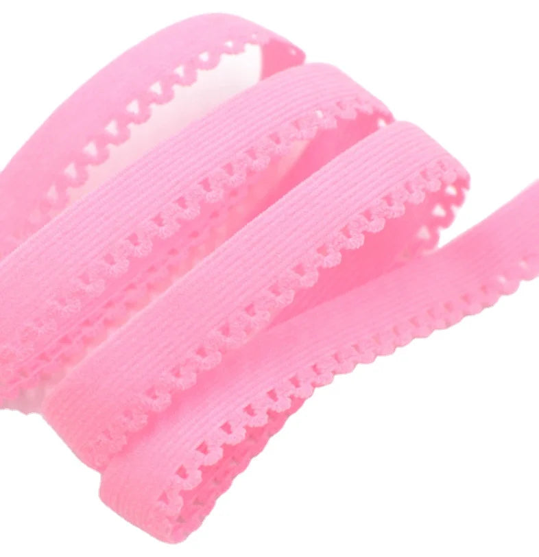 Floral Elastic Lace Trim Picot Edge Elastic Tape 1cm Scalloped Stretch Lace Ribbon Soft Nylon Spandex Webbing for Lingerie