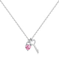 Dylam Personalized Design Cute Women Girls S925 Silver Rhodium 18K Gold Link Chain 5A Zirconia Key Heart Pendant Necklace