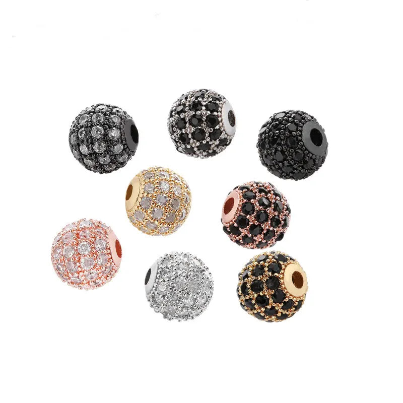 8mm Jewelry DIY Round Cubic Zirconia Ball Beads Bracelet Connector Charms Micro Pave CZ Ball Beads for Jewelry Making