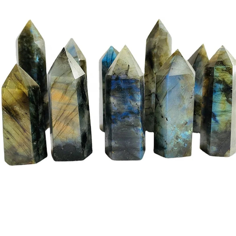 Natural Colorful Quartz Obelisk Labradorite Tower Crystal Points
