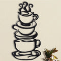 Coffee Cup Metal Wall Art Sculptures Decoration Farmhouse Restaurant Decor Coffee Bar Sign Indoor Outdoor Wall Silhouette Decor