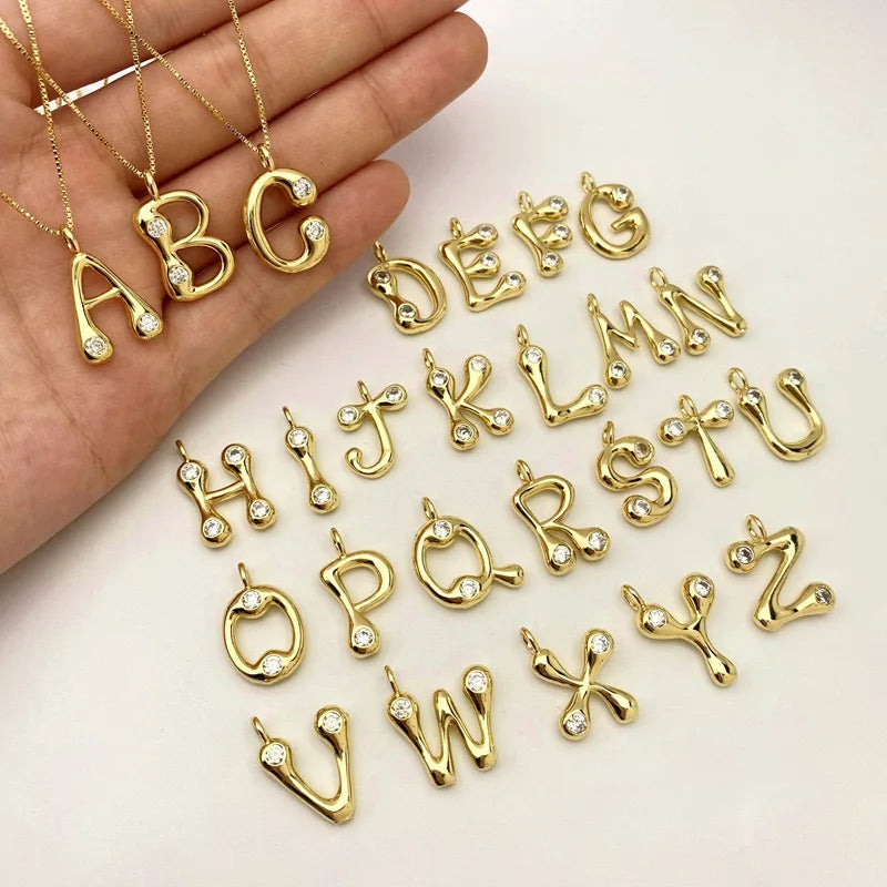 Wholesale Jewelry Charms Zircon Letter Charms 18k Gold Plated A-Z Alphabet Charms Letter Pendants for Jewelry Making