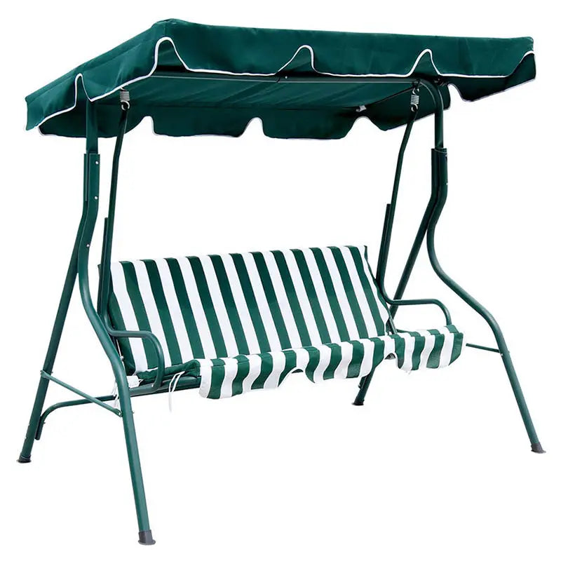 Adjustable Iron Hammock Waterproof Outdoor Furniture 3 Seats with Cushion Garage Shed Swing Chair