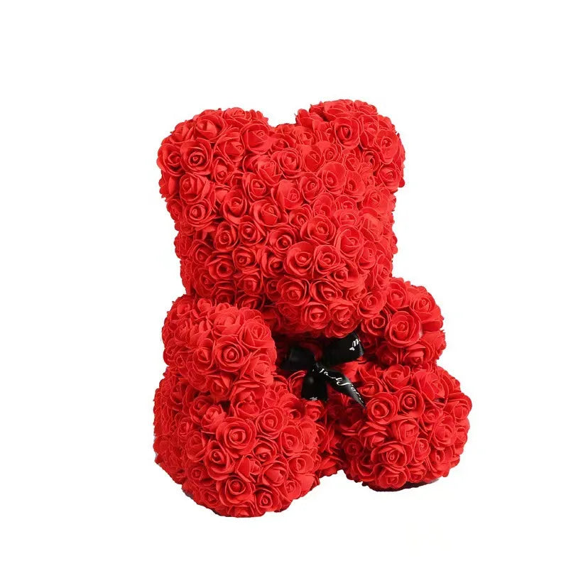 Creative Imitating Immortal Rose Bear 25 cm Artificial Rose Other Decorative Flowers for Valentines Day Gift Girlfriend