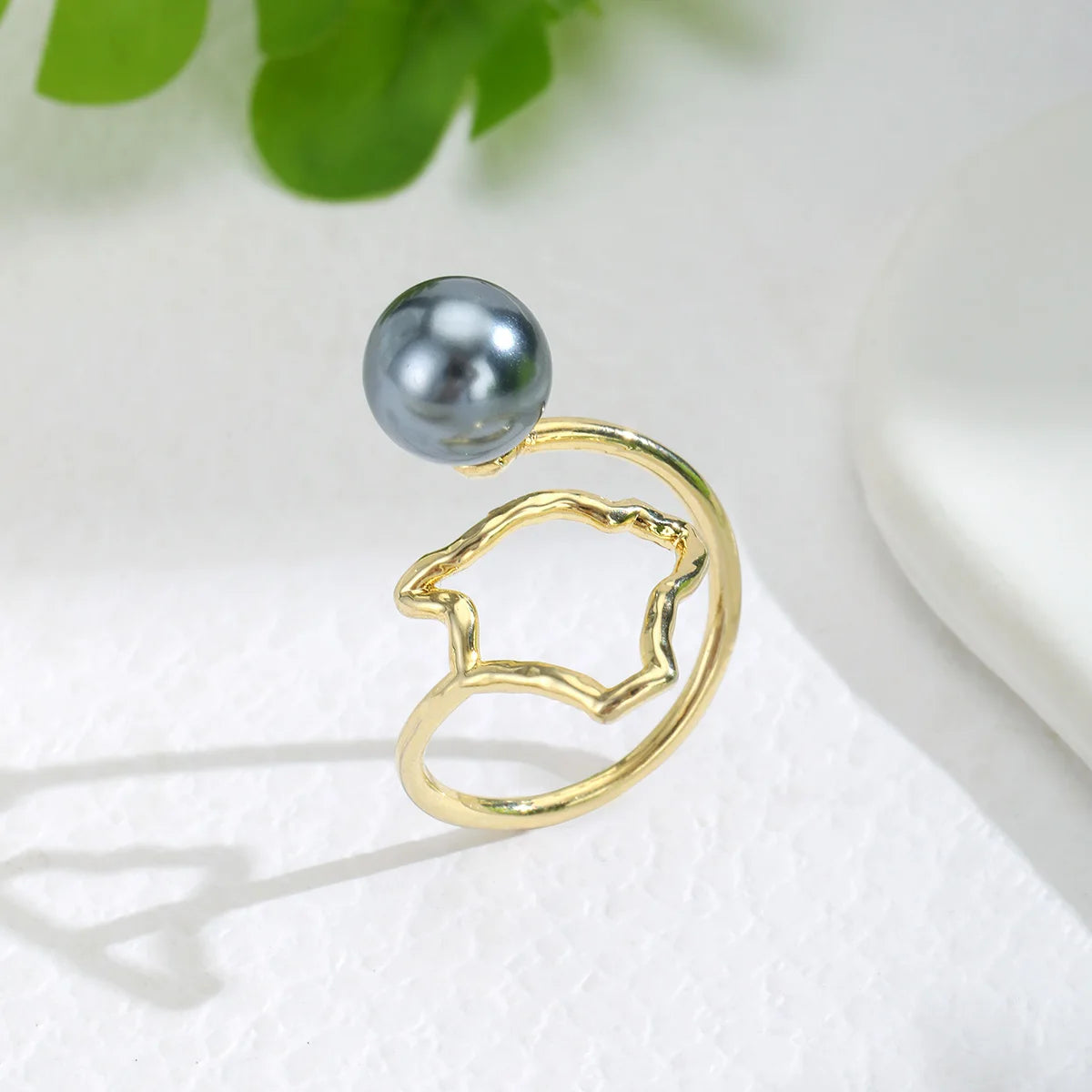 Hawaii Jewelry Wholesale  Hawaiian Gold Plated Pearl Jewelry map ring   Adjustable Wedding Pearl Rings for Women