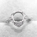 Sterling Silver 8*8mm Semi Mount Ring Empty Frame Blank Support Claw Setting S925 Base Holder Without Center Stone for DIY Inlay